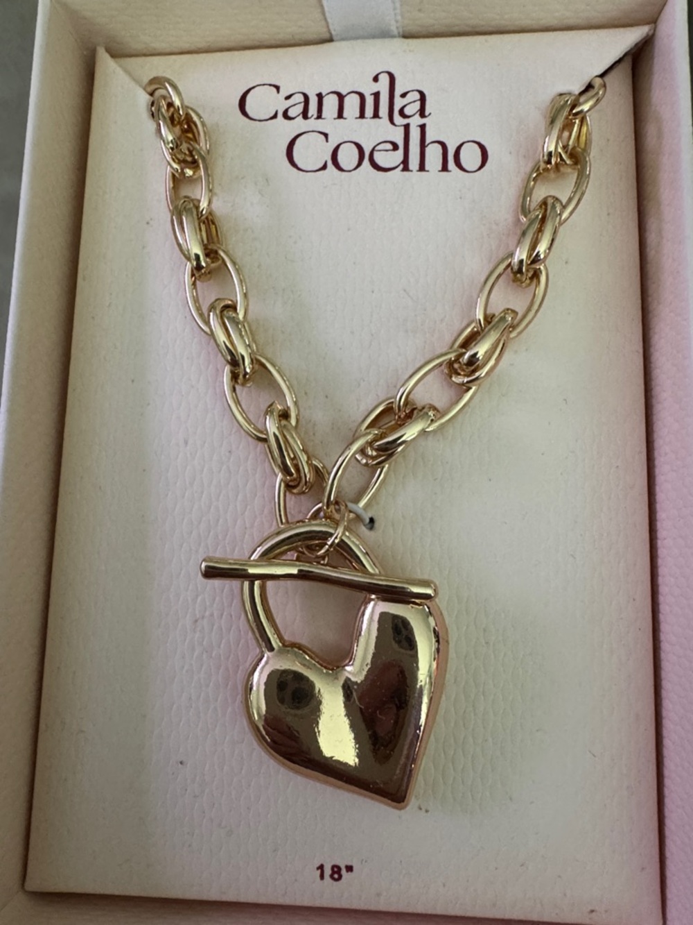 Camila Coelho Gold Heart Toggle Pendant Necklace